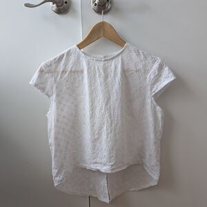 white cotton eyelet cropped shirt